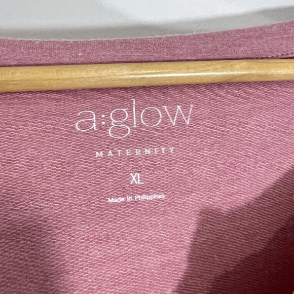A:Glow Pink Lace-Up Long Sleeve Pullover Maternity Shirt Women's Size‎ XL - Picture 5 of 8